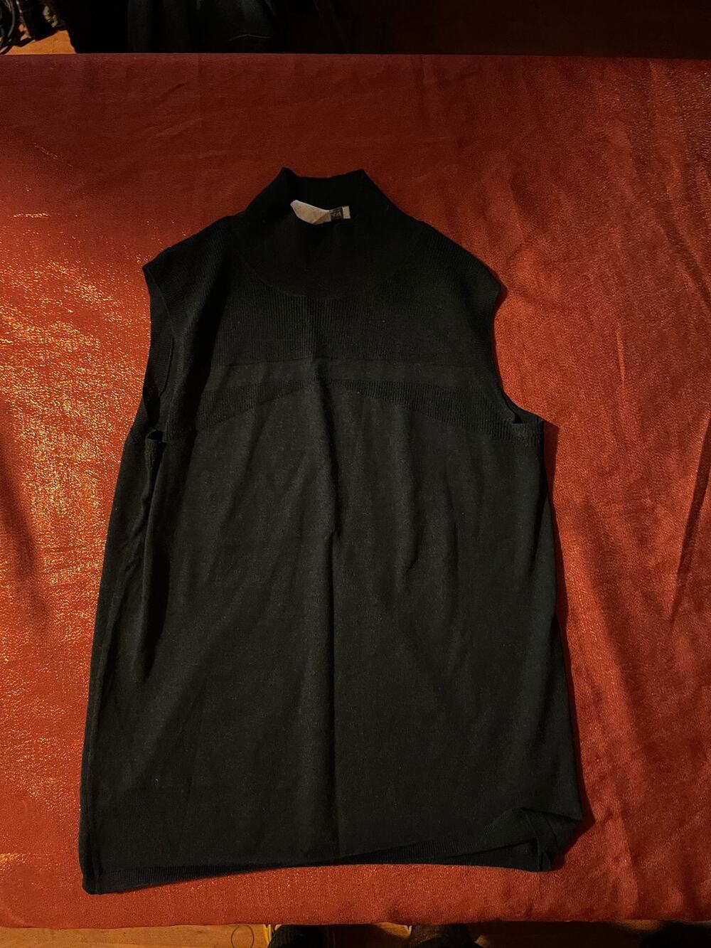 Lamberto Losani Sweater Vest S Cashmere Mock Neck Black Sleeveless